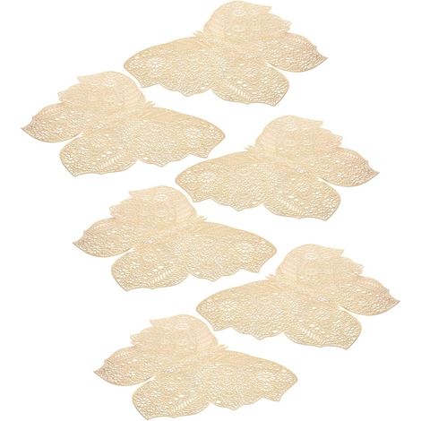6pcs Dessous de Tasse en PVC Or Ajourés, Isolants Thermiques, Protection de Meubles, Décorations Créatives pour Fête et Hôtel (1/5)