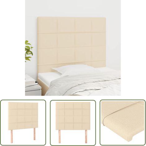 The Living Store Têtes de lit 2 pcs Crème 80x5x78/88 cm Tissu - Tête De Lit - Têtière De Lit - Meuble De Chambre - Literie - Décoration Chambre (1/5)