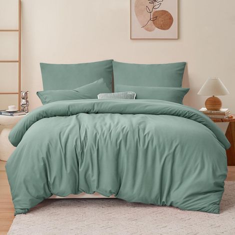 Ensemble de literie 240x260 cm 3 pièces Vert Microfibre avec fermeture éclair