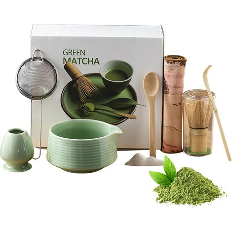 Kit Matcha da 8 pezzi, con frusta, setaccio, cucchiaio, set per la cerimonia del tè e confezione regalo. (1/5)