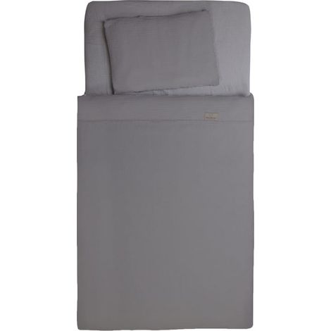 Juego de ropa de cama de 3 piezas, 100x135 cm, muselina gris oscuro