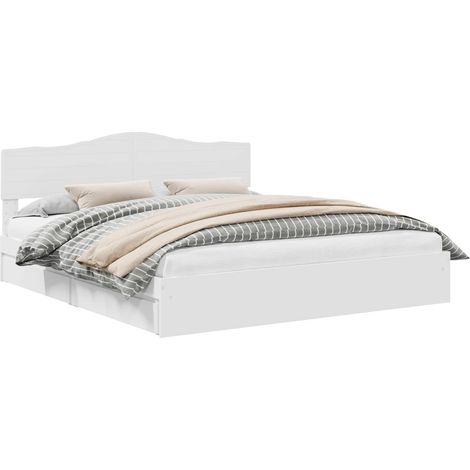 Storage Bed with Headboard White 180 x 200 cm Engineered Wood vidaXL