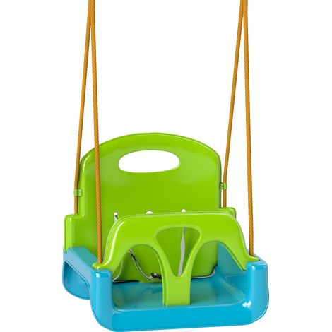 Altalena per Bambini da Giardino 3 in 1 con Corde Regolabili 42x33x120-180 cm in PP e PE Verde (1/5)