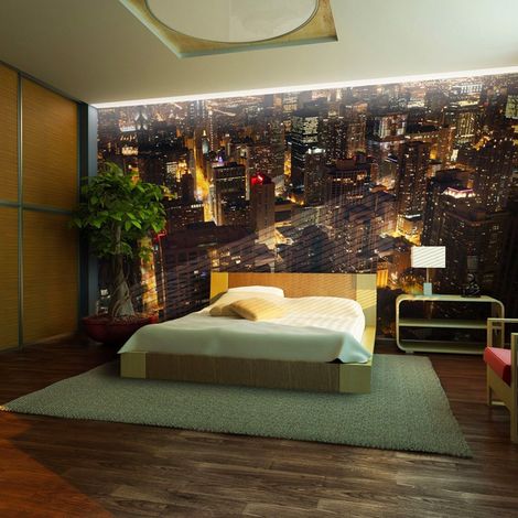Papier peint ville de nuit, chicago, e.-U. - 300 x 230 cm (1/4)