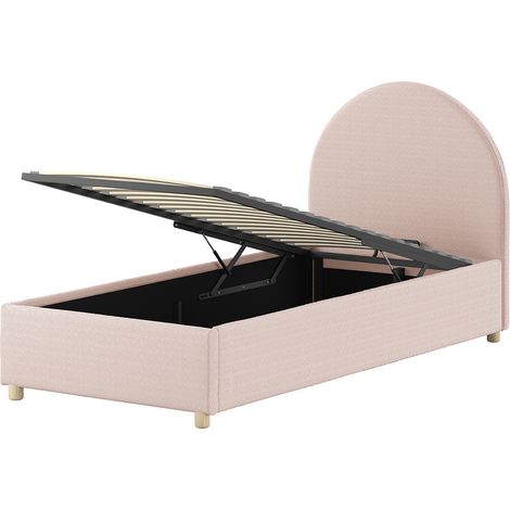 Lit simple Maeva - 90x200cm - avec rangement - rose (1/5)
