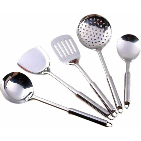 5 Piece Heat Resistant Stainless Steel Cooking Utensil Set (1/5)