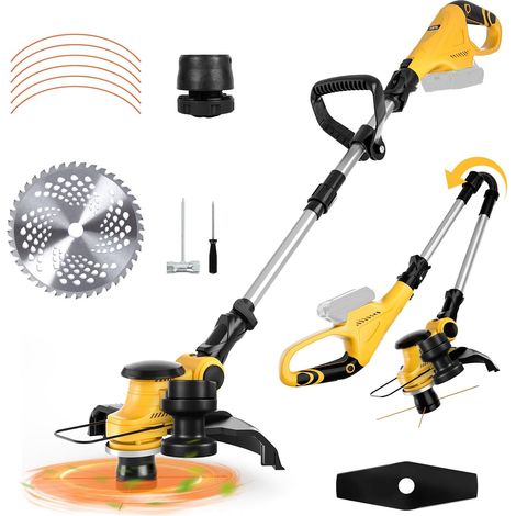 Coupe-bordures compatible avec batterie Dewalt 20 V pliable 3 en 1 avec moteur brushless, largeur de coupe 30 cm, indicateur d'état de la batterie, coupe-bordures électriques et tondeuses à gazon (1/5)
