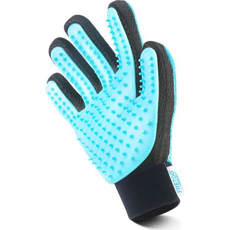 Cepillo de guante con depilador para muebles pequeños, medianos y grandes para perros y gatos (reduce eficazmente la pérdida de cabello), mano derecha azul claro (1/5)