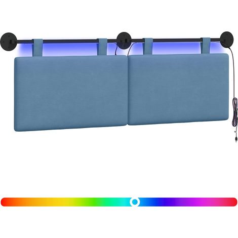 Hanging Headboard Blue Corduroy Fabric vidaXL