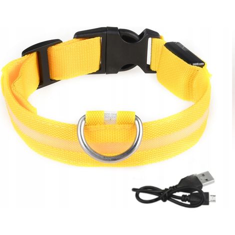 Collar LED impermeable para perros con cable USB, amarillo, XL, 52-60 cm (1/5)