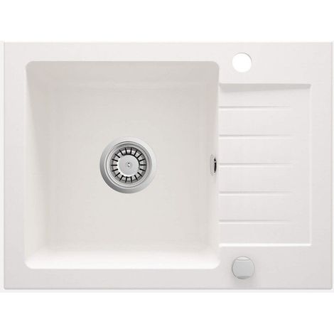 Lavello cucina in granito con 1 vasca e gocciolatoio 58x44 cm alabastro - Zeno
