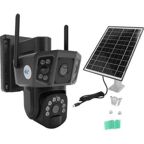 Ortviai Caméra de Sécurité Extérieure 4G 1080P à Double Objectif, Solaire et Autonome avec Détection Humaine QL18