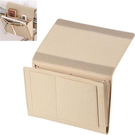 Sac de rangement en feutre à suspendre, poche de chevet, organiseur de chevet, sac de rangement suspendu, convient pour téléphones portables, clés, télécommandes, magazines, lunettes, etc (1/5)