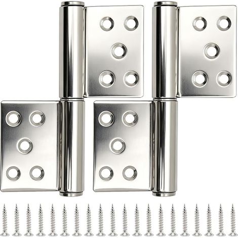 Charniere Porte Lourde, 132 mm Charniere Inox Amovibles, Charnière Inox Détachables, Charnières de Portes à Joint Coulissant à Rotation à 360 Degrés pour Portes, avec Vis (Argent) (1/5)