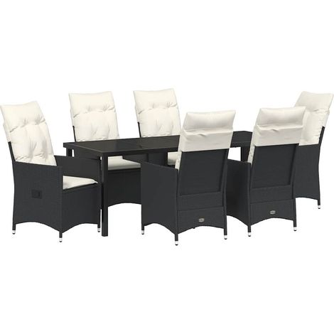 Maison Exclusive - Set da Pranzo per Giardino con cuscino 7 pcs Nero polyrattan