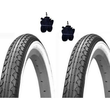 2 Copertoni + 2 Camere d'Aria Bici 20 x 1.75 GRAZIELLA Bianco/Nero