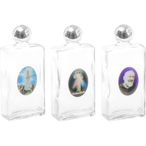 Botella de agua bendita de cristal con pegatina, 12,5 cm