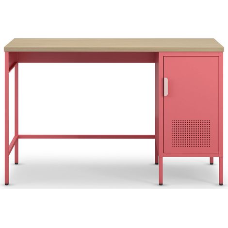Bureau 1 porte en métal L120cm - Rose - Adel