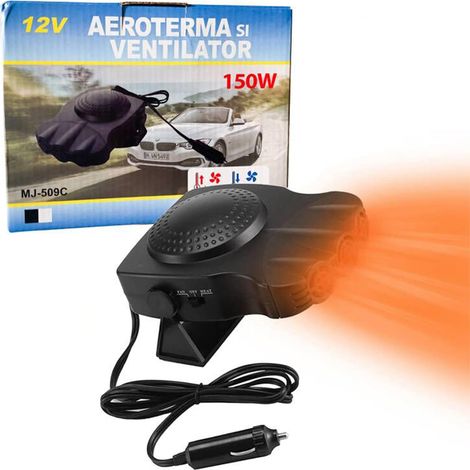 Ulisem Radiateur soufflant Chauffage de voiture portable, 12 V à chauffage rapide, désembuage, ventilateur de chauffage et de refroidissement rapide 2 en 1 pour pare-brise, ventilateur de chauffage de