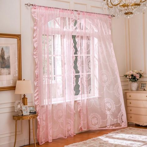 Rideaux en dentelle décorative pour cuisine, salon, chambre, décoration intérieure, 140 x 200 cm, 2 panneaux (1/5)