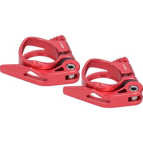 Lot de 2 colliers de serrage rapide pour tige de selle de VTT en alliage d'aluminium C73, 31,8 mm, rouge (1/5)