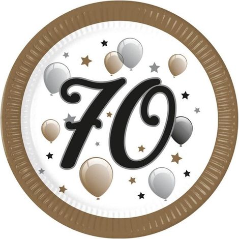 Pappteller zum 70. Geburtstag, FSC-zertifiziert, 23 cm, 8 Stück