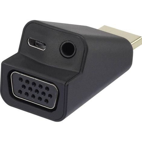 Trywise RF-4149768 HDMI / VGA Adaptateur [1x HDMI mâle - 1x VGA femelle, Jack femelle 3.5 mm] noir Y625381 (1/4)
