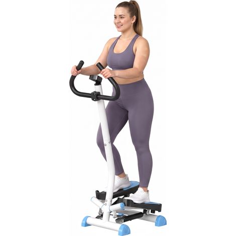 Homcom – Stepper fitness avec guidon – Écran LCD – Résistance réglable – Pédales antidérapantes – Pour hanches et jambes – Taille compacte