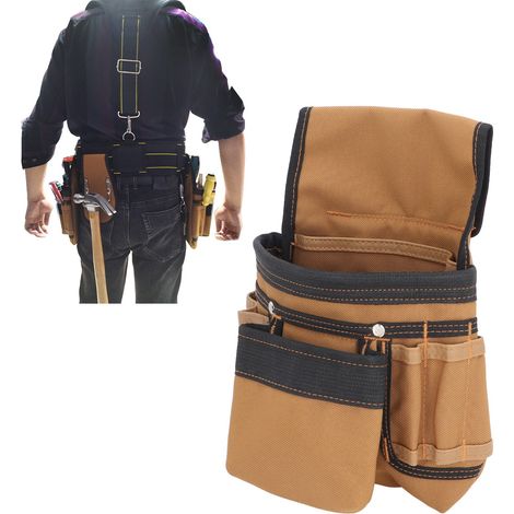 Ceinture porte-outils robuste pour homme, idéale pour les travaux de quincaillerie, les réparations électriques et le bâtiment. Un cadeau parfait pour papa. (1/5)