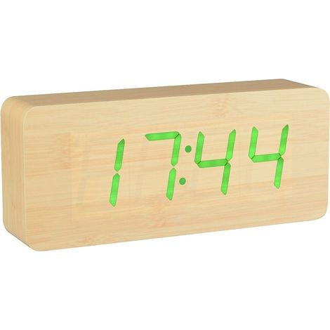 Réveil Digital Led aspect Bois 21 cm