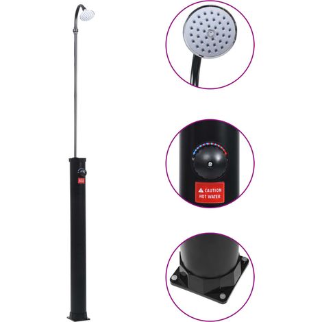 vidaXL Garden Solar Shower Black 215 cm 8 L (1/5)
