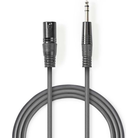 Cable de audio balanceado xlr macho de 3 pines macho de 635 mm niquelado 500 metros redondo pvc gris oscuro funda de carton