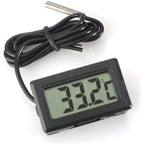 LCD-Thermometer mit wasserdichter externer Sonde für Kühlschrank/Gefrierschrank – Aquarium, Fischbecken – TPM-10 °C, Schwarz (1/4)