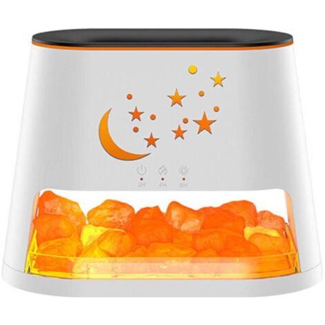 QORVA-Diffuseur d'huiles essentielles, humidificateur à effet flamme, pierre de sel cristalline, lumière d'ambiance colorée, blanc XXW (1/4)