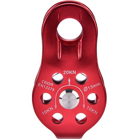 polea de seguridad de aleación de aluminio, roja, para cuerda de 8-12 mm, escalada, izamiento. (1/5)