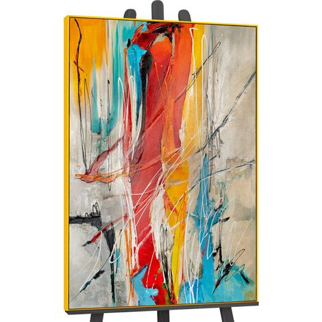 Gemälde Farbige Harmonien Rahmen Gelb 140x100 cm (1/5)