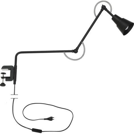 Lampe de Table Carénage Noire pour Bureau, Chambre, Table de Chevet, Bureau, Noir, en métal, 9 x 70 x 30 cm