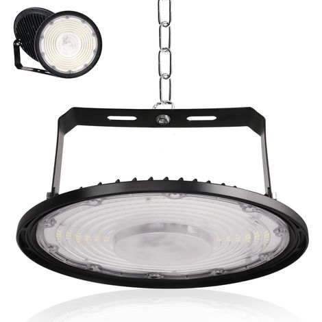 Projecteur LED Industriel 300W 30000LM Spot High Bay Lumière éclairage d'atelier Blanc Froid 6500K IP65 Étanche UFO Eclairage Plafonnier LED Interieur Lustre pour Entrepôt Usine Hall Gym (1/5)