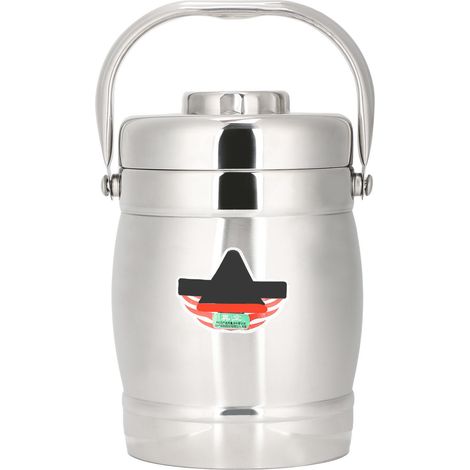 Boîte-repas isotherme en acier inoxydable 1,4L, forme tonneau, vide pour conservation (1/5)