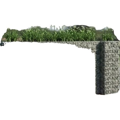Cesta de gaviones, diseño en forma de H, construcción metálica duradera, verde militar. (1/2)