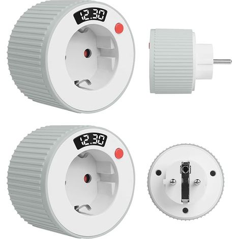 BAIFULAI Confezione da 2 prese temporizzate: timer meccanico con timer da 1 minuto a 24 ore, presa di corrente con display digitale a LED per tutti i tipi di elettrodomestici (bianco) (1/5)