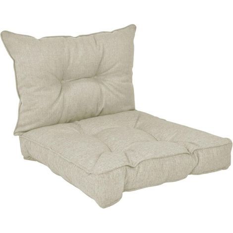 POKAR Gartenkissen, Stuhlkissen, 2er-Set (1x Sitzkissen 60x60x10 cm + 1x Rückenkissen 60x40x10 cm), Beige (1/5)