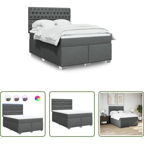 vidaXL Matelas à ressorts ensachés -  Sommier à lattes de lit avec matelas Gris foncé 140x190cm Tissu (1/5)