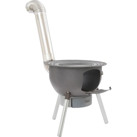 Poêle à bois, design portable, options de cuisson polyvalentes, noir (1/2)