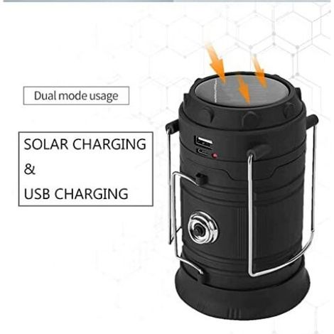 Lanterne LED Rechargeable Solaire/USB, Lampe Camping Puissante, 2 Modes Lanterne de Jardin Portable, Torche 360° Eclairage Suspendue avec Etanche pour Bivouac/Secours/Garage/Cave/Pêche, bleu MNS (1/3)