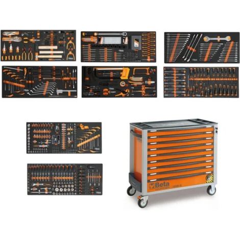 Beta BW 2400S XL9/E-XXL Cassettiera antiribaltamento con assortimento in termoformati 716 Pz. - Arancione