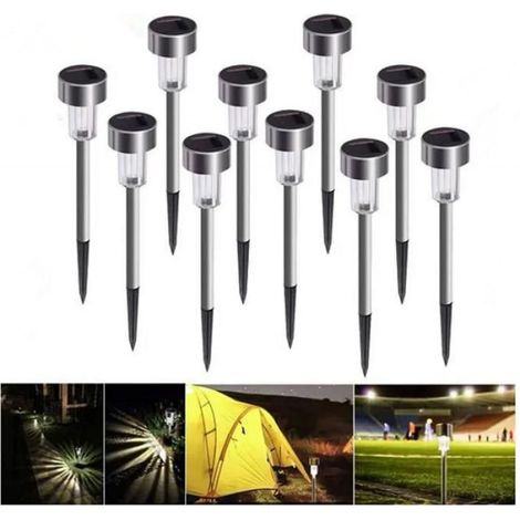 Lampe Solaire - 8 H Autonomie - IP65 - Pour Allée Jardin Terrasse - Paquet De 10