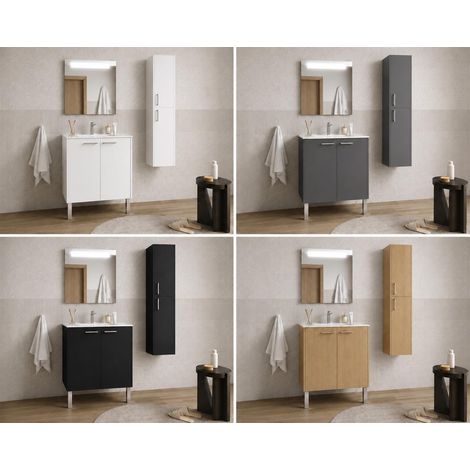 Meuble de salle de bains - CITY (2 Portes - 800 mm ) - Coloris: blanc brillant- réf : 111848 - SALGAR (1/4)