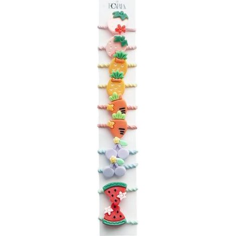 Conjunto de gomas para el cabello Ecarla Frutas y verduras mate GUM150 10 unidades (1/3)