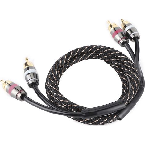 Câble répartiteur audio RCA pour voiture, câble de transmission de signal en cuivre pur de 1 mètre/3,3 pieds, adapté aux lecteurs DVD, CD et téléviseurs. (1/5)